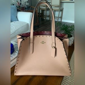 Leather Nude Coach Tote